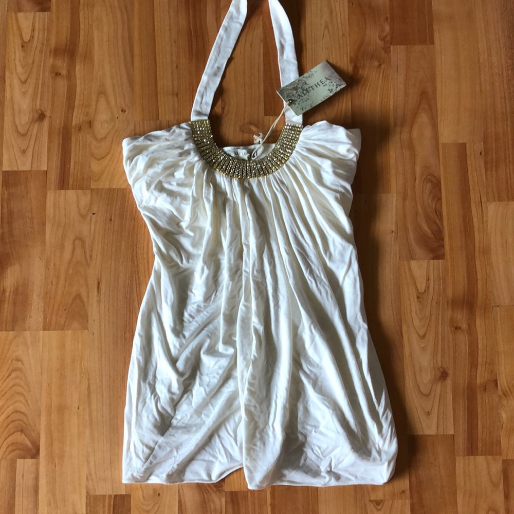 Stunning dress shirt, Halter crystal neckline
